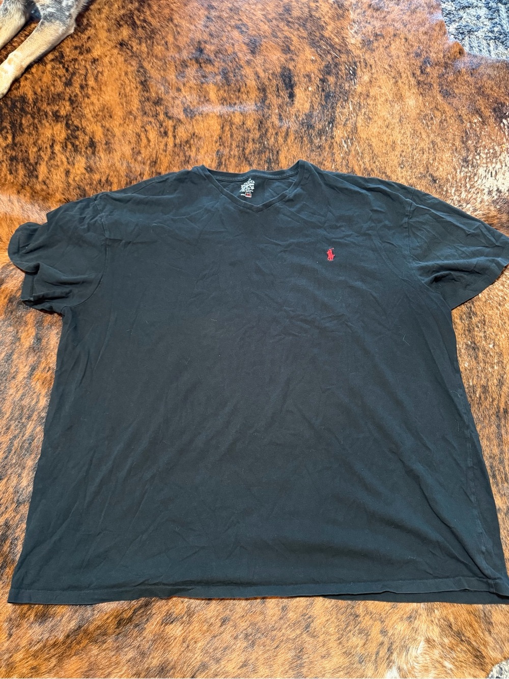 Polo Ralph Lauren Big Men’s 2XB Black V Neck T Shirt Red Pony Casual Shirt